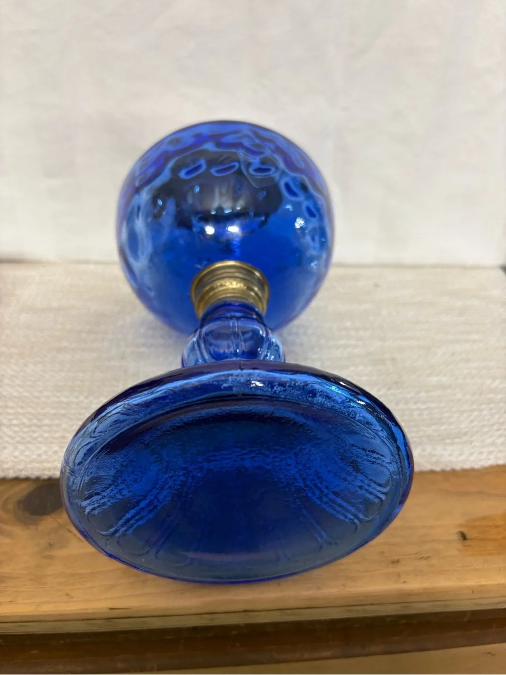 Cobalt Blue Glass Oil Lamp